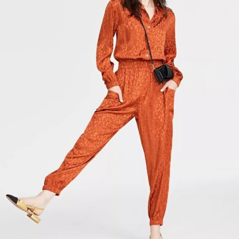 Womens animal print jacquard jump suit